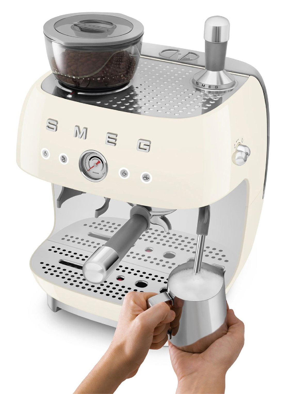 SMEG 50's Style handmatige espressomachine EGF03CREU - detail 2 crème
