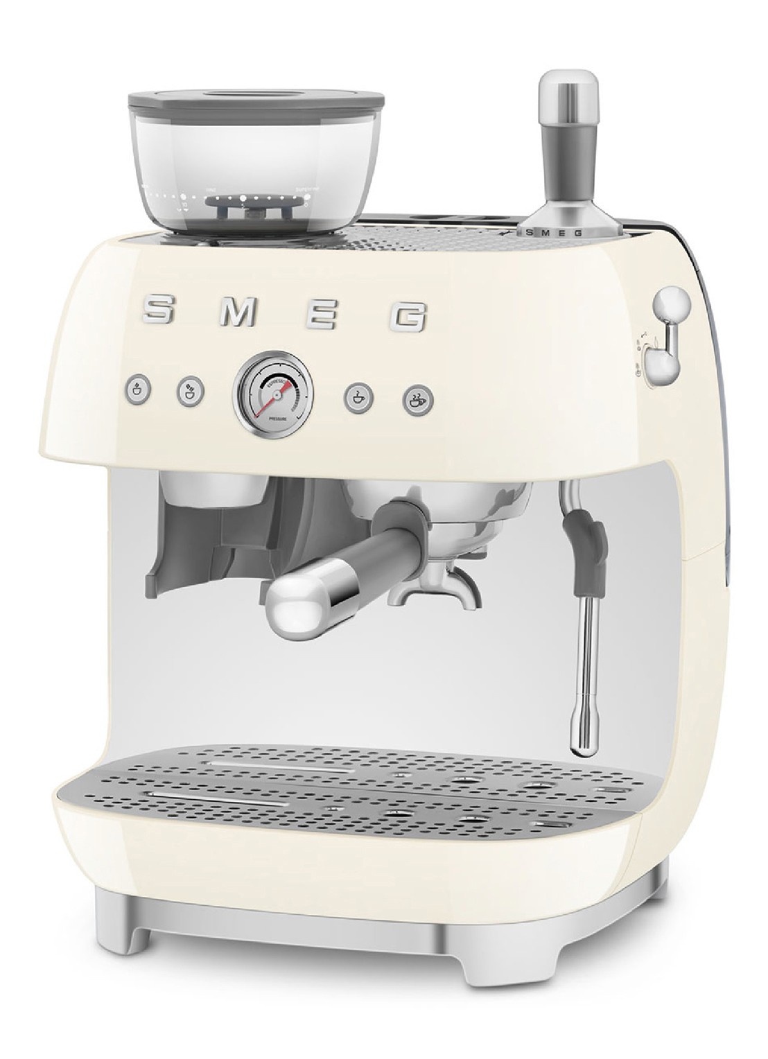 SMEG 50's Style handmatige espressomachine EGF03CREU - voorkant 4 crème