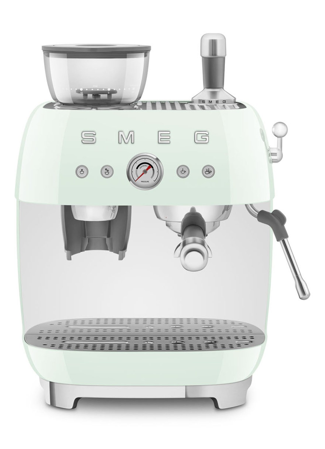 SMEG 50's Style handmatige espressomachine EGF03PGEU - voorkant 3 watergroen
