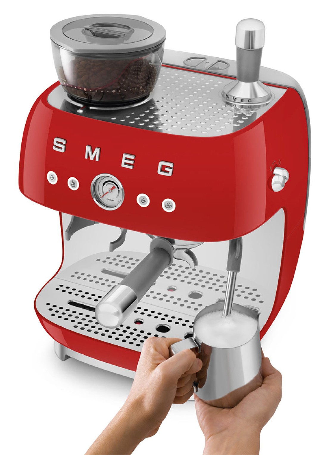 SMEG 50's Style handmatige espressomachine EGF03RDEU - detail rood