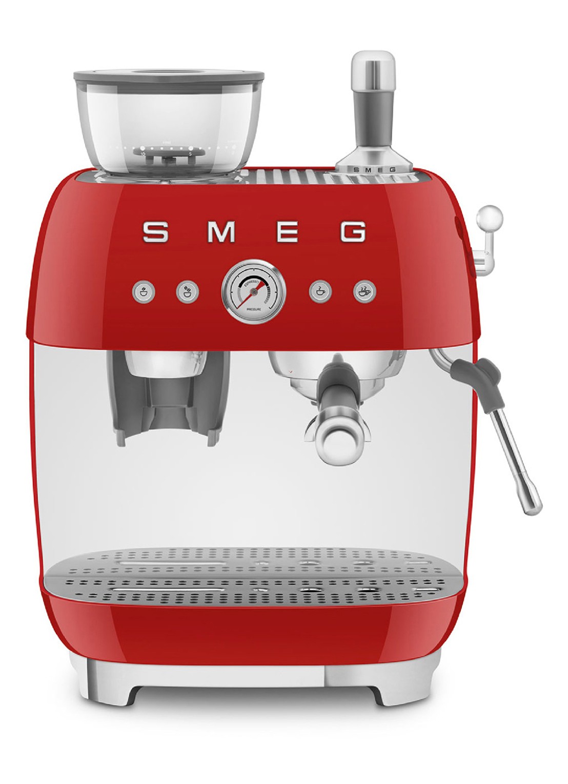 SMEG 50's Style handmatige espressomachine EGF03RDEU - voorkant 3 rood