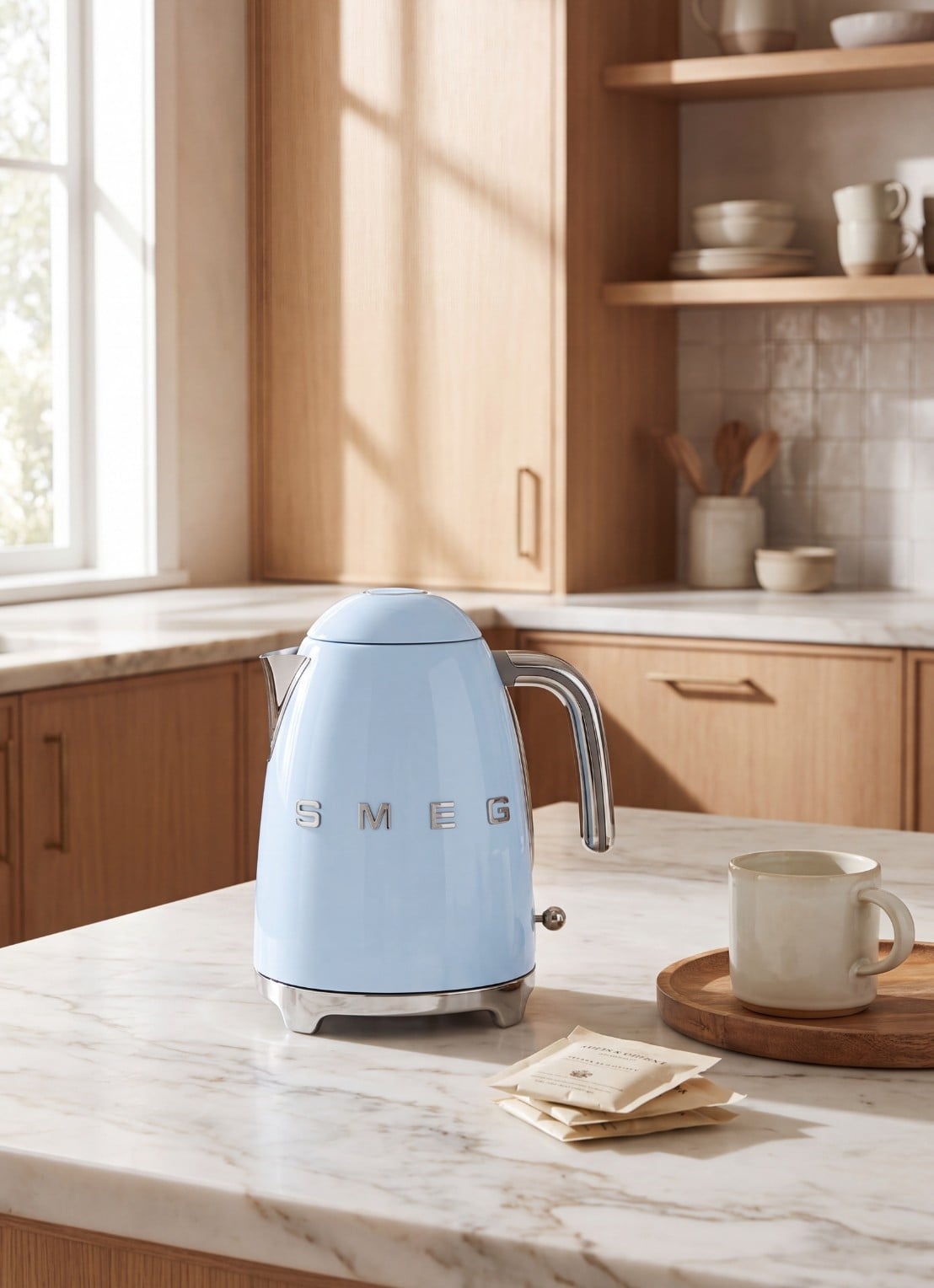 SMEG 50's Style waterkoker 1,7 liter KLF03PBEU - detail pastelblauw