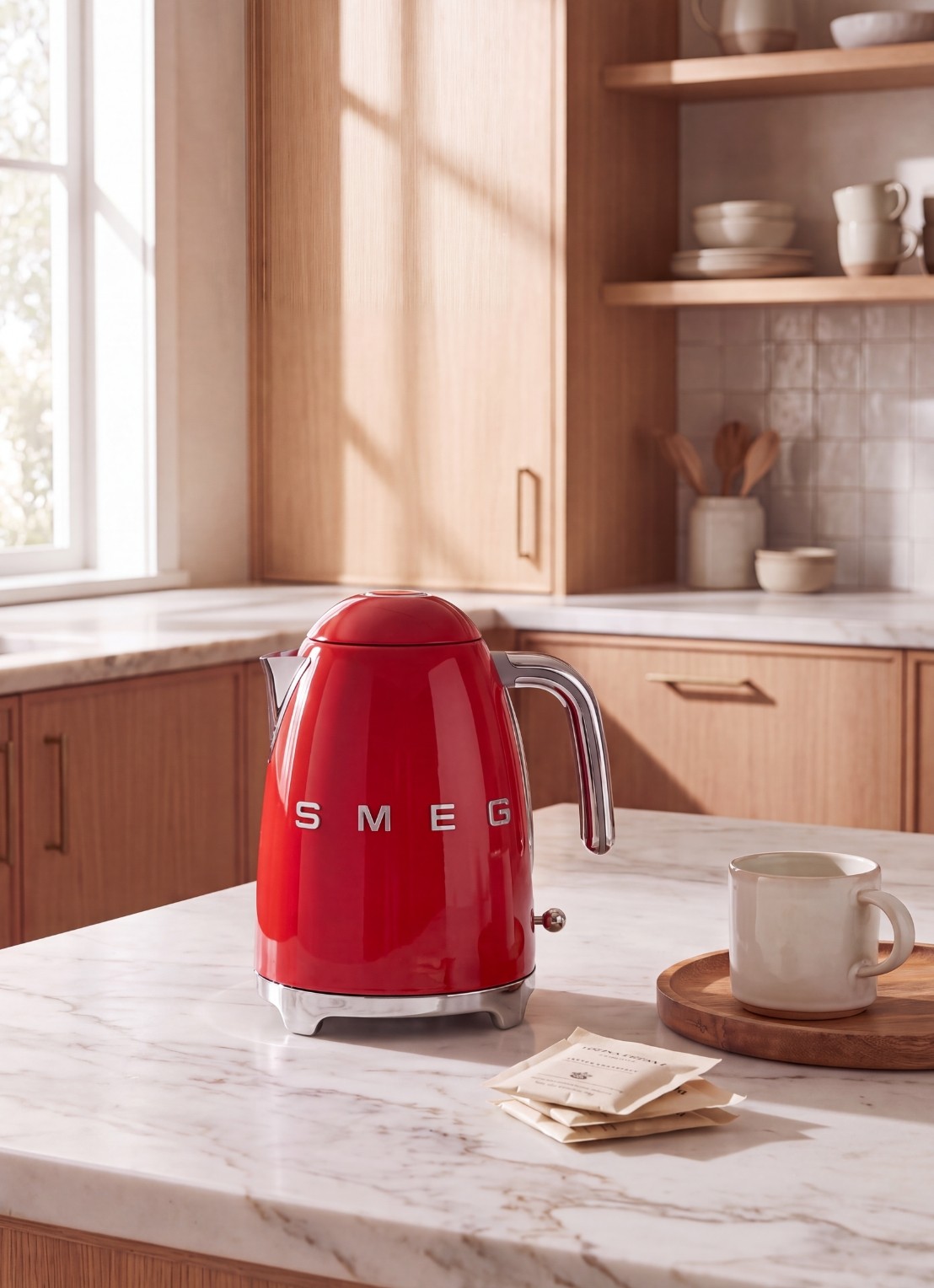 SMEG 50's Style waterkoker 1,7 liter KLF03RDEU - detail 2 rood