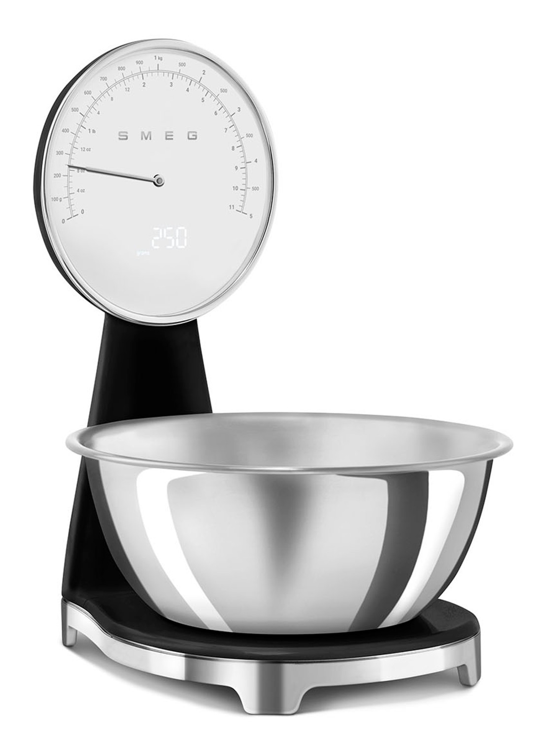 SMEG Digitale analoog keukenweegschaal - voorkant 5 zwart