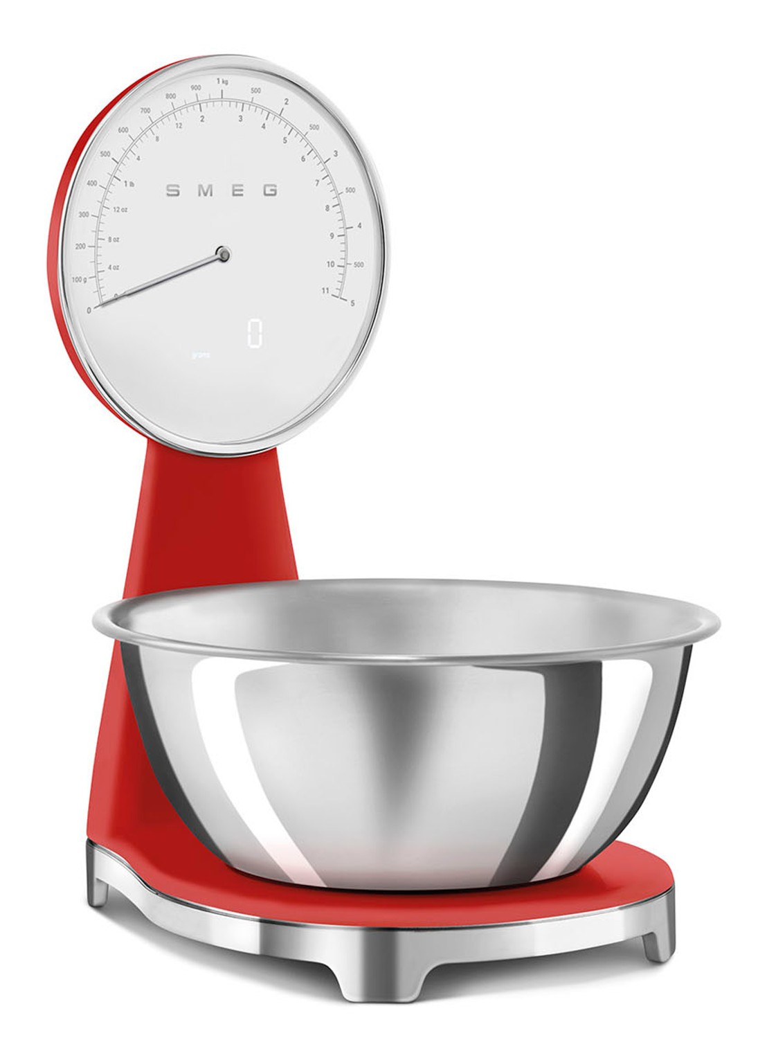 SMEG Digitale analoog keukenweegschaal - voorkant 5 rood