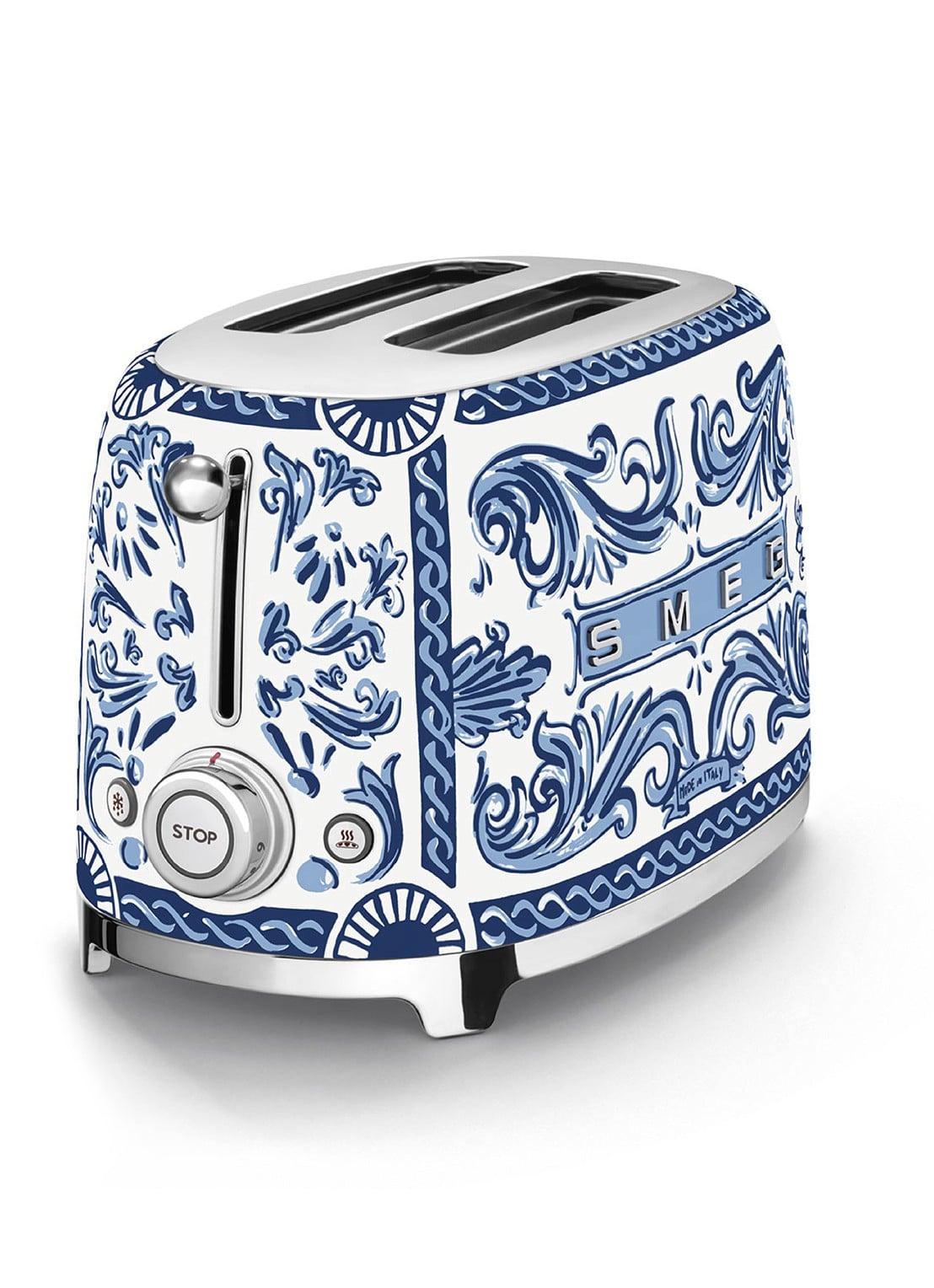 SMEG Dolce & Gabbana Blu Mediterraneo broodrooster TSF01DGBEU - voorkant 3 blu mediterraneo
