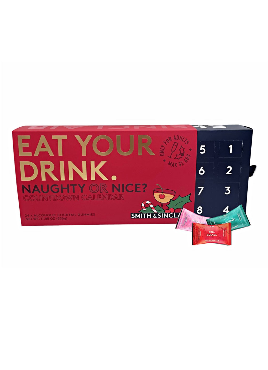 Smith & Sinclair Naughty or Nice alcohol gummies adventskalender 24 stuks - voorkant undefined