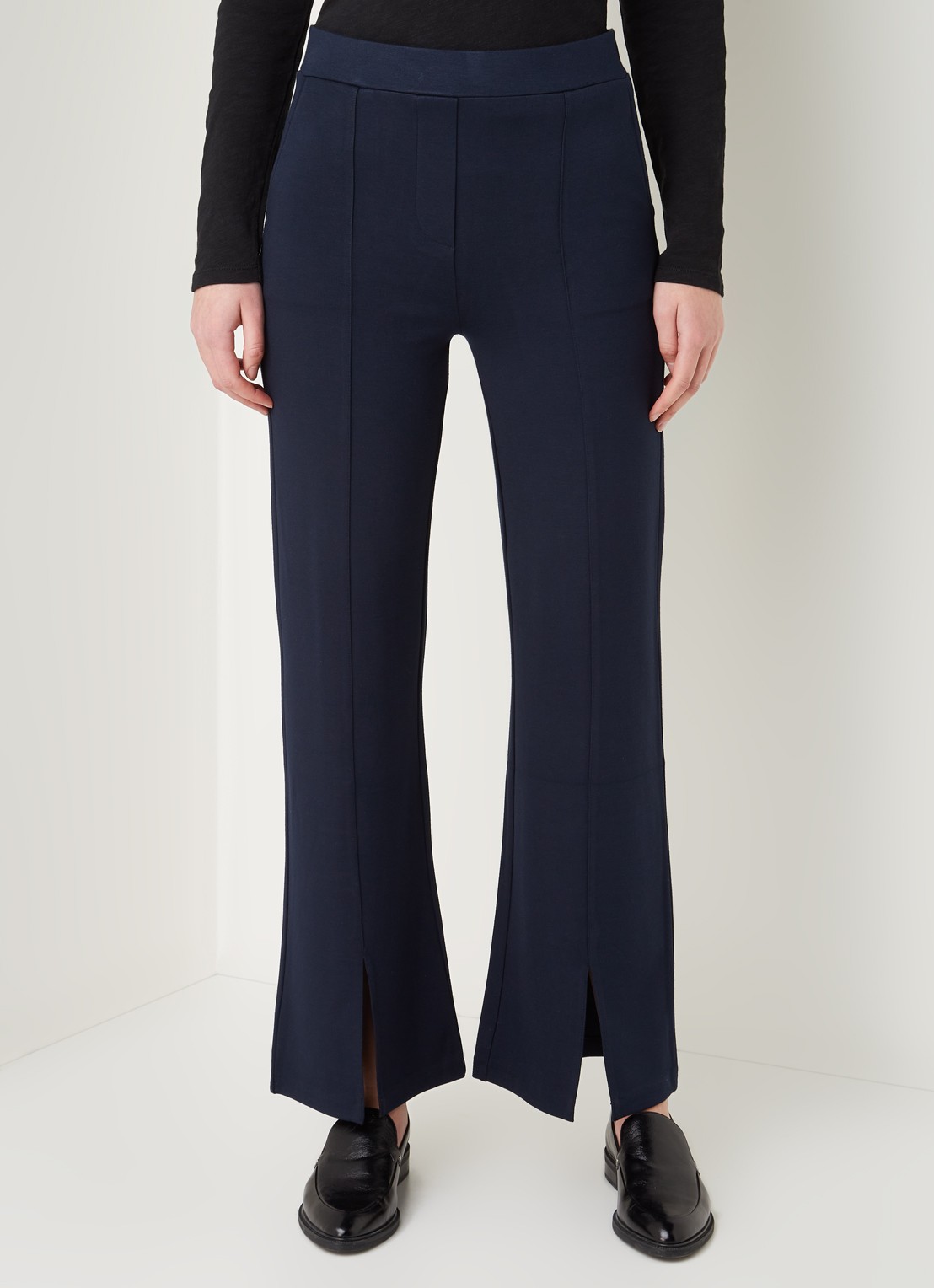Smith & Soul High waist flared fit broek met splitten en steekzakken - detail donkerblauw