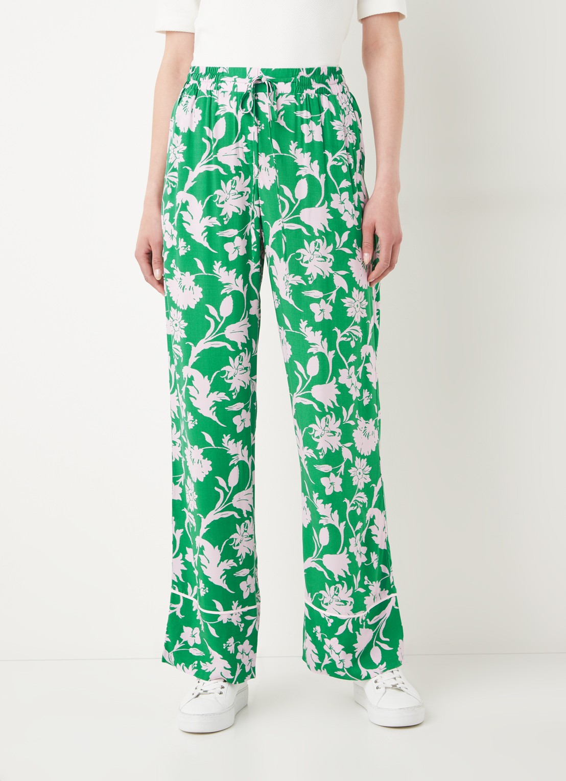 Smith & Soul High waist loose fit pantalon met bloemenprint - detail groen