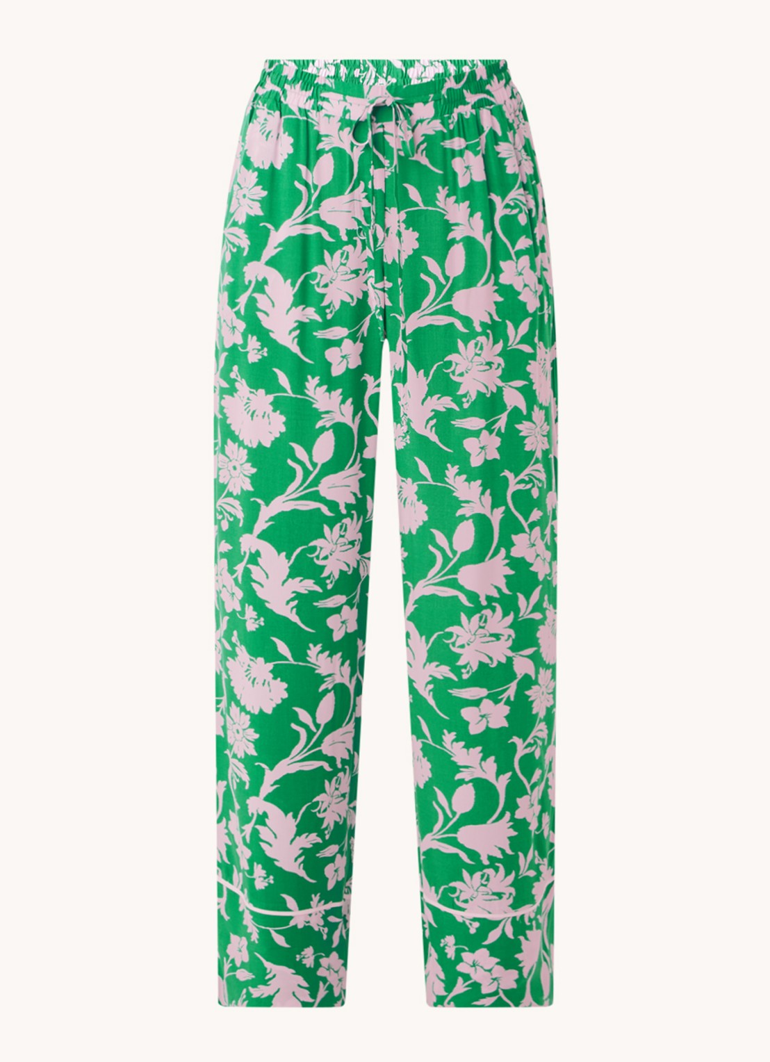 Smith & Soul High waist loose fit pantalon met bloemenprint - voorkant 3 groen