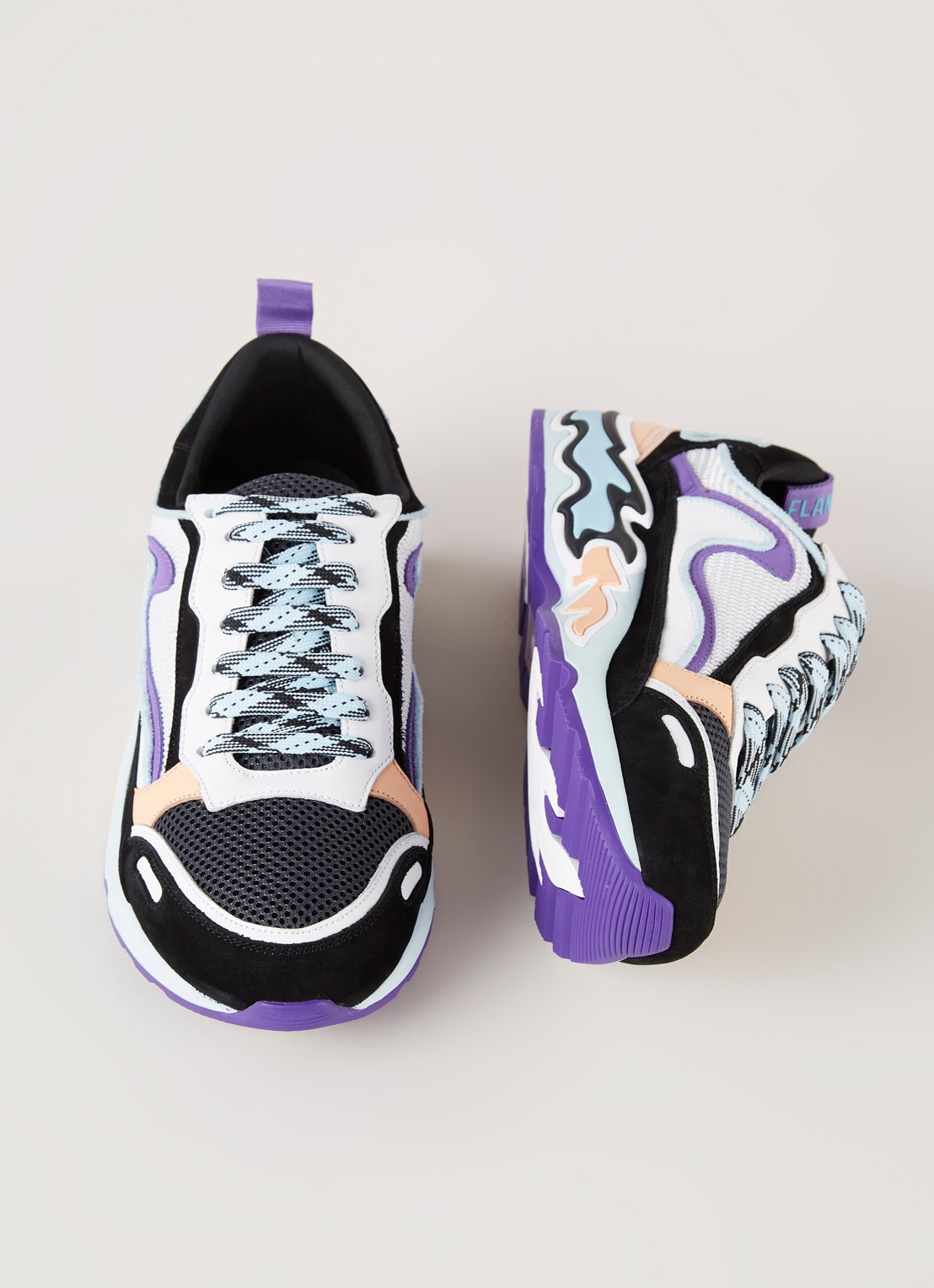 Sneaker met suède details - detail zwart
