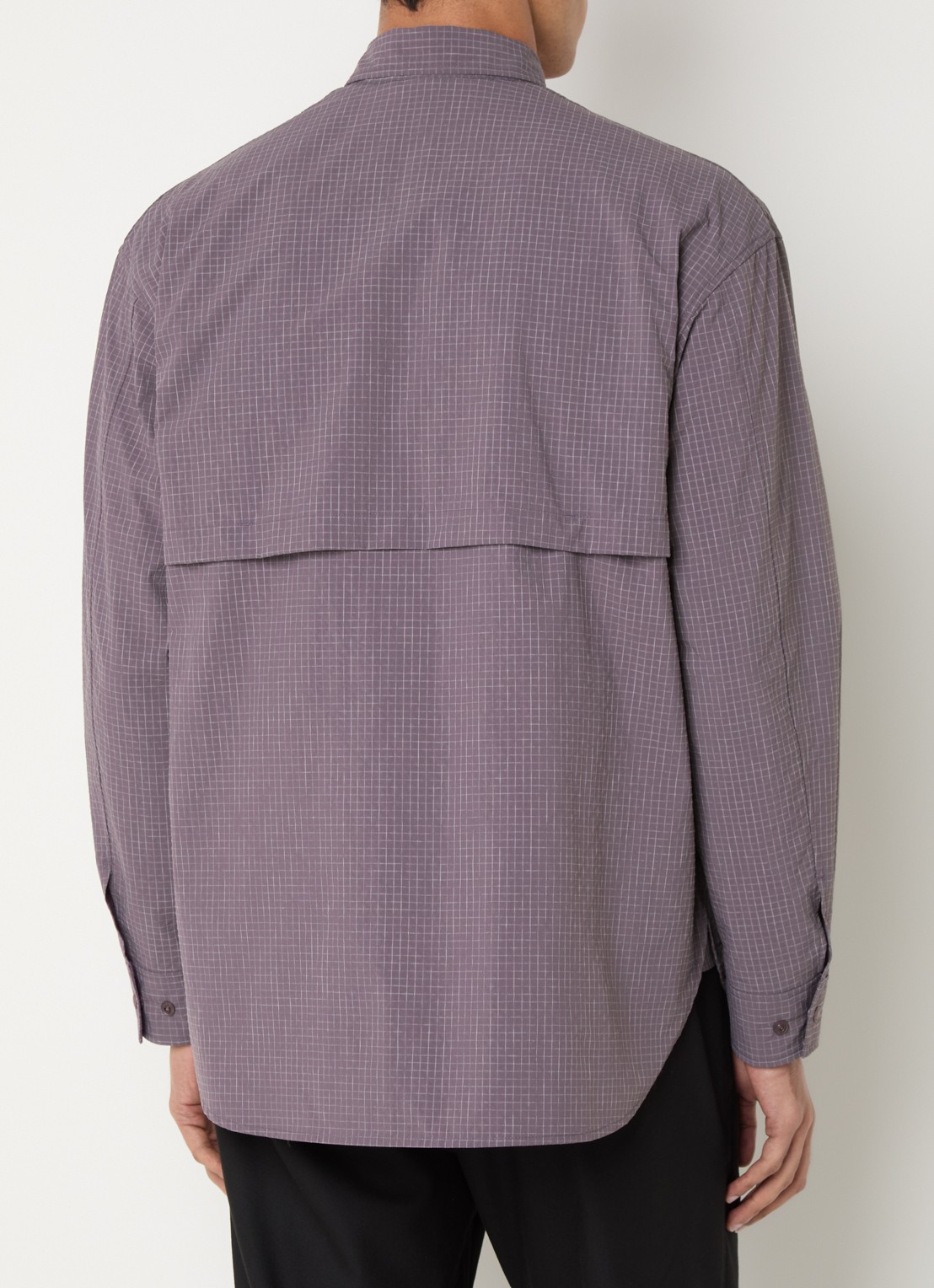 Snow Peak Kasuri overshirt met ruitdessin - achterkant 4 paars