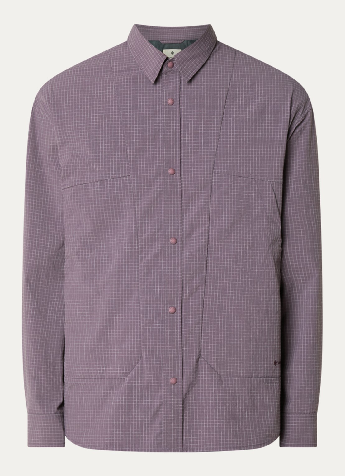 Snow Peak Kasuri overshirt met ruitdessin - voorkant 2 paars