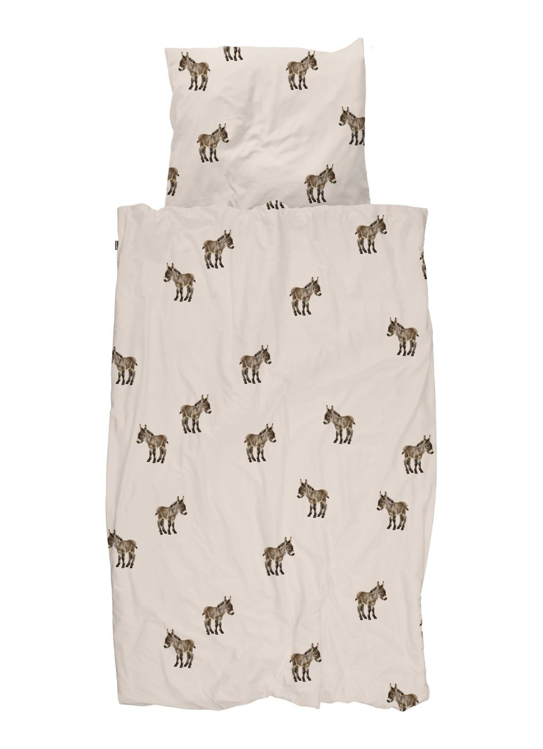 Snurk Donkey dekbedovertrekset van katoen 160 TC - inclusief kussenslopen - voorkant beige