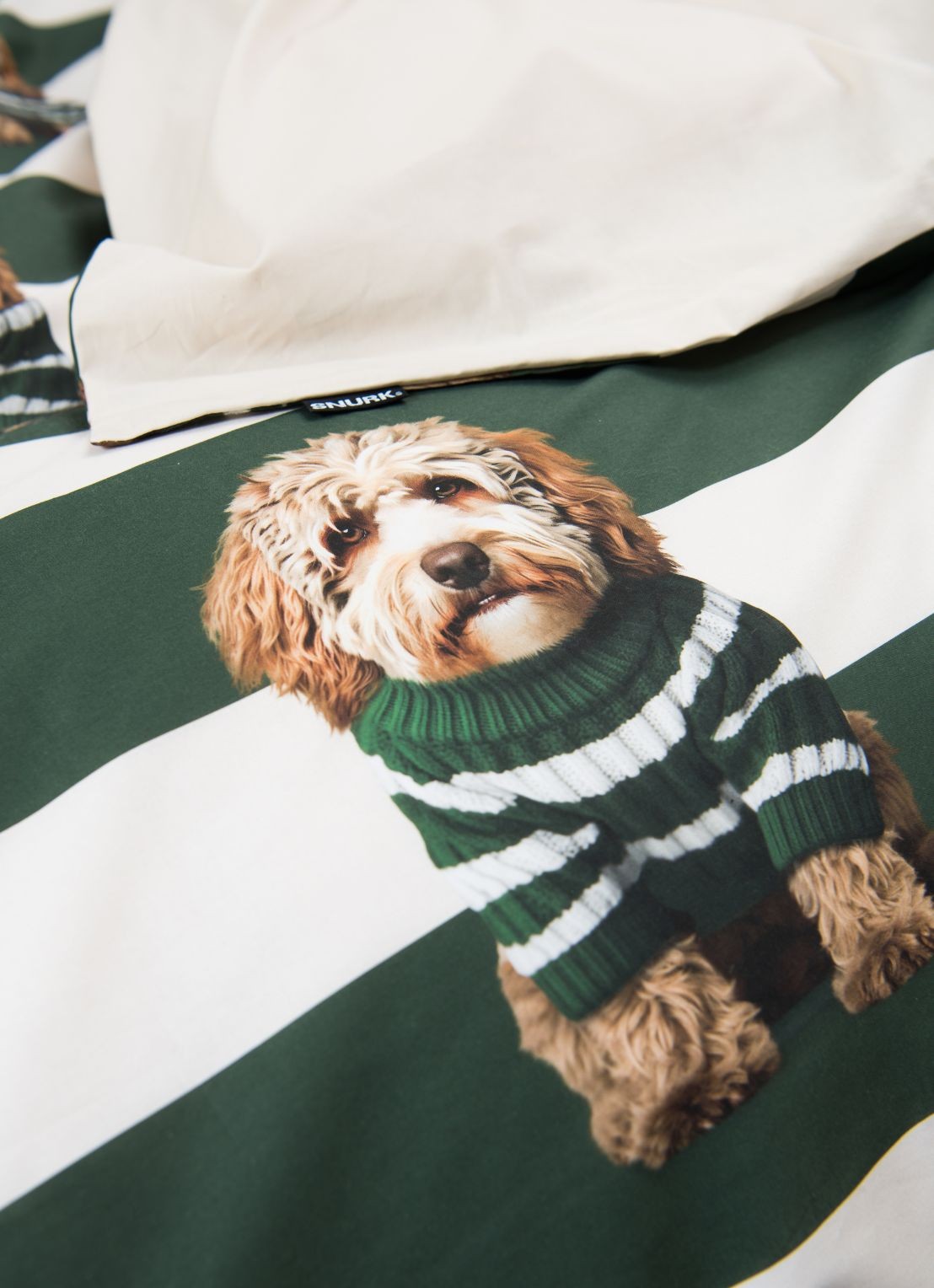 Snurk Labradoodle dekbedovertrekset van katoen 160TC - inclusief kussenslopen - detail 3 donkergroen