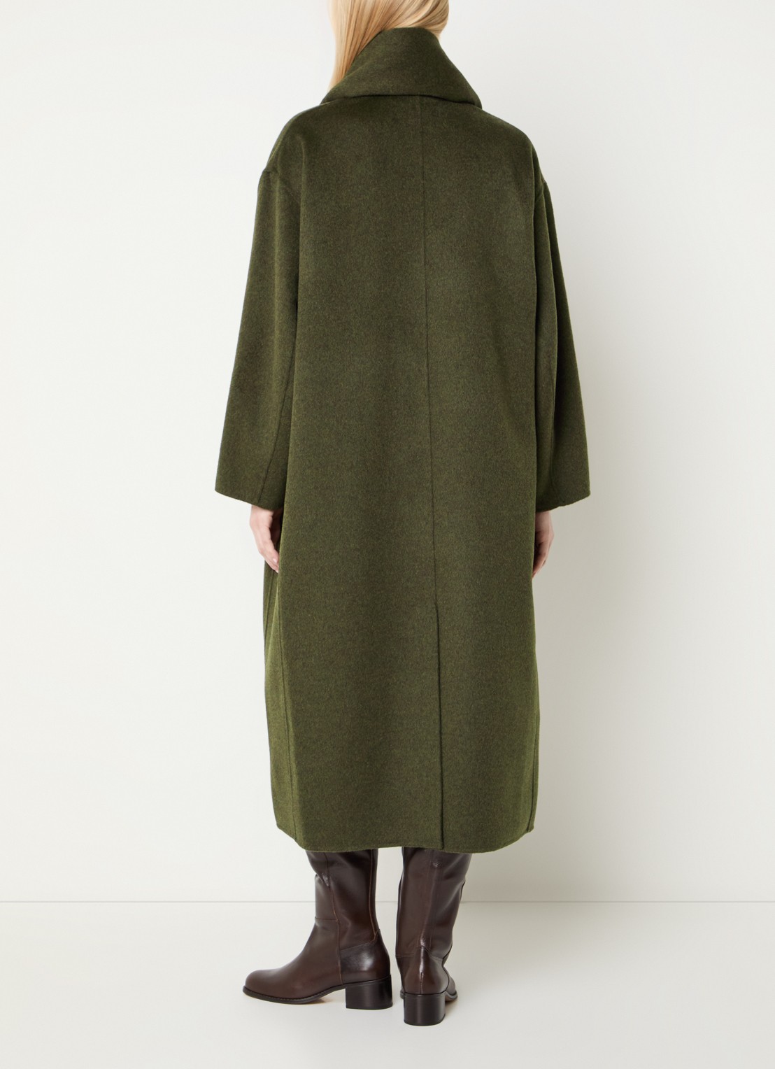 Soeur Finn mantel in wolblend met afneembare sjaalkraag - achterkant 4 donkerkhaki