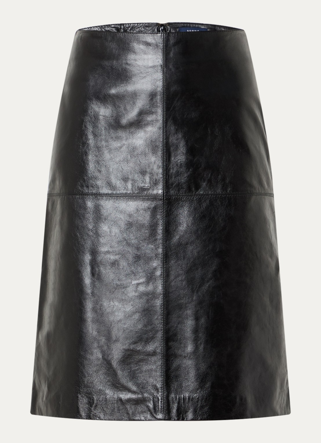 Soeur Gwen midi rok van lamsleer - voorkant 3 zwart