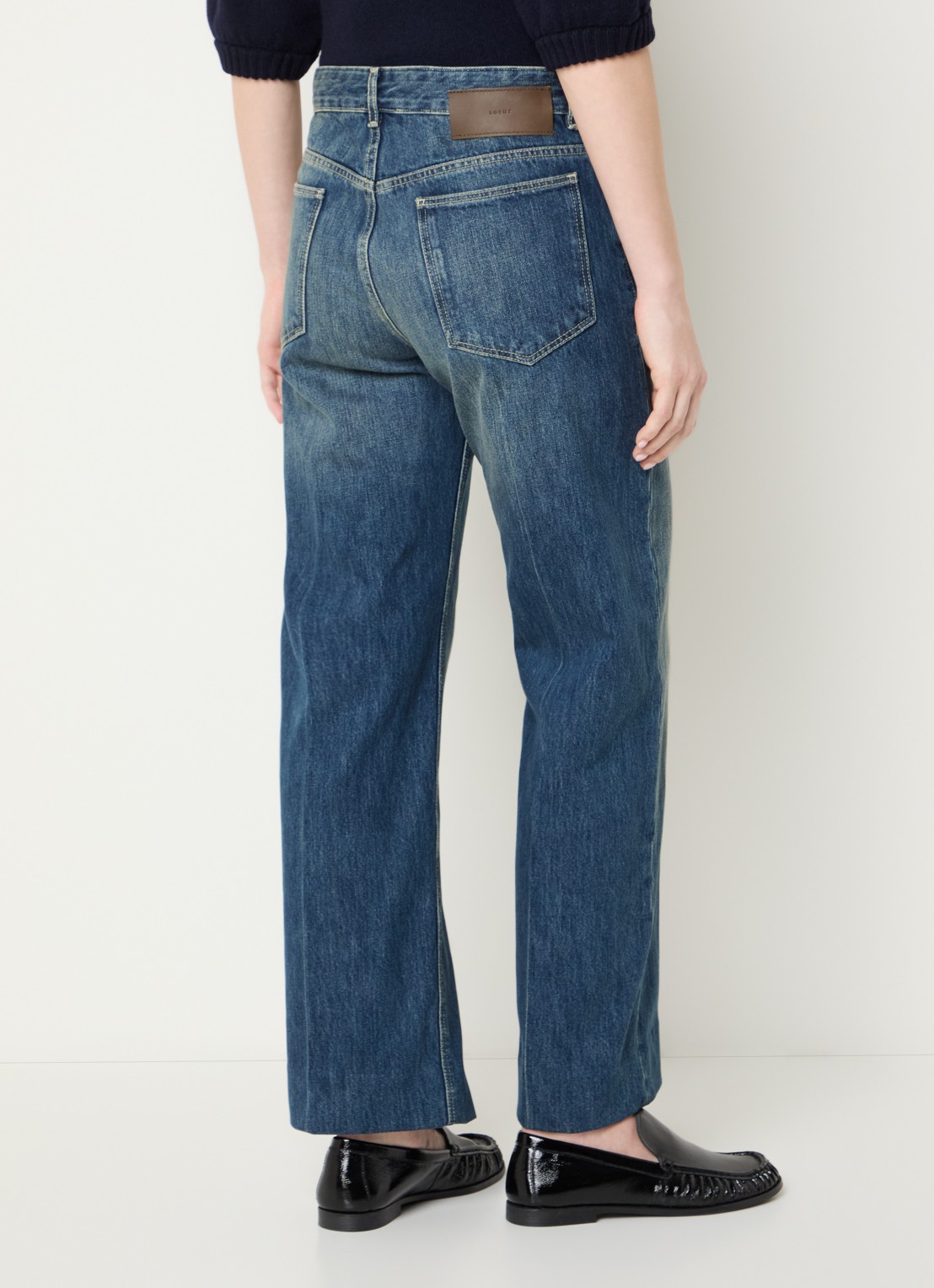 Soeur Jerry mid waist straight leg jeans met donkere wassing - achterkant 3 indigo