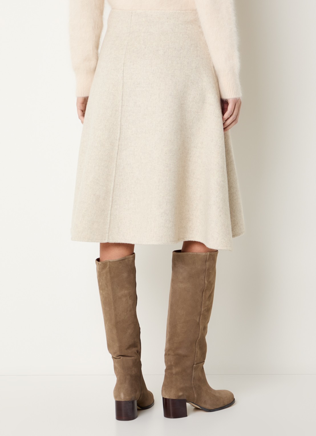 Soeur Kellya A-lijn midi rok in wolblend - achterkant 2 creme