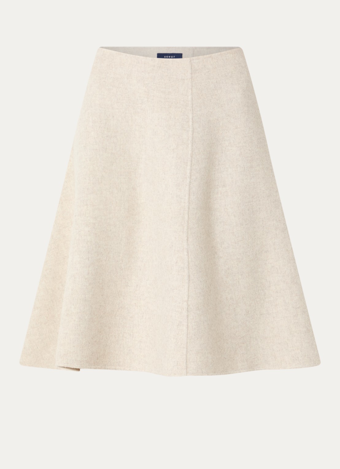 Soeur Kellya A-lijn midi rok in wolblend - voorkant 3 creme