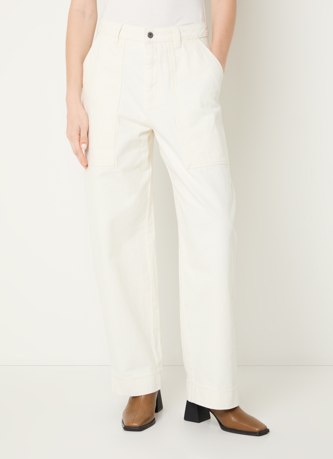 Soeur Kurt high waist loose fit jeans met gekleurde wassing - detail 4 ivoor