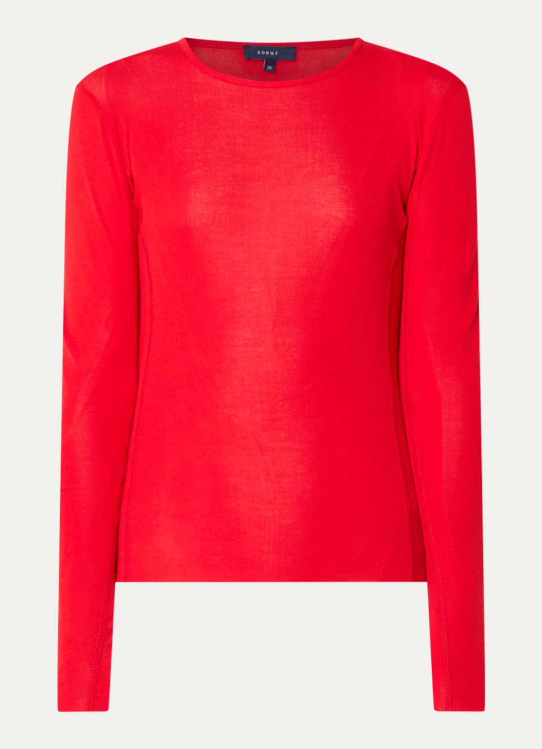 Soeur Lester longsleeve met siernaad - voorkant 3 rood