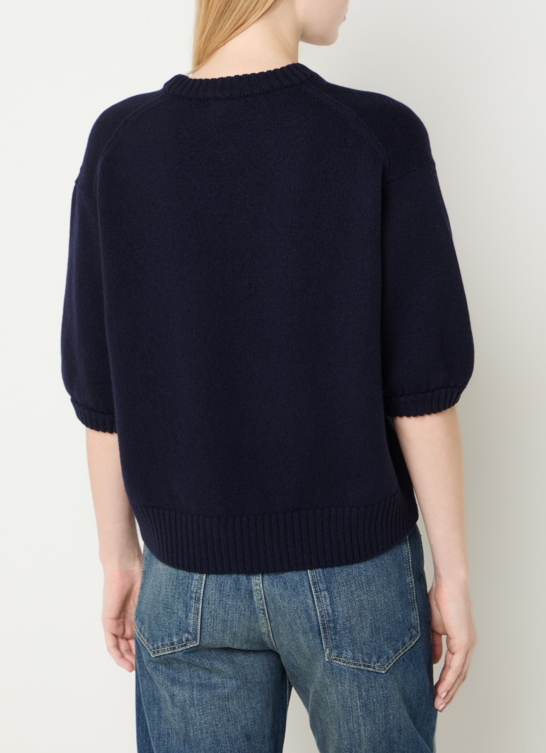 Soeur Lise fijngebreide trui in merino wolblend - achterkant 2 donkerblauw