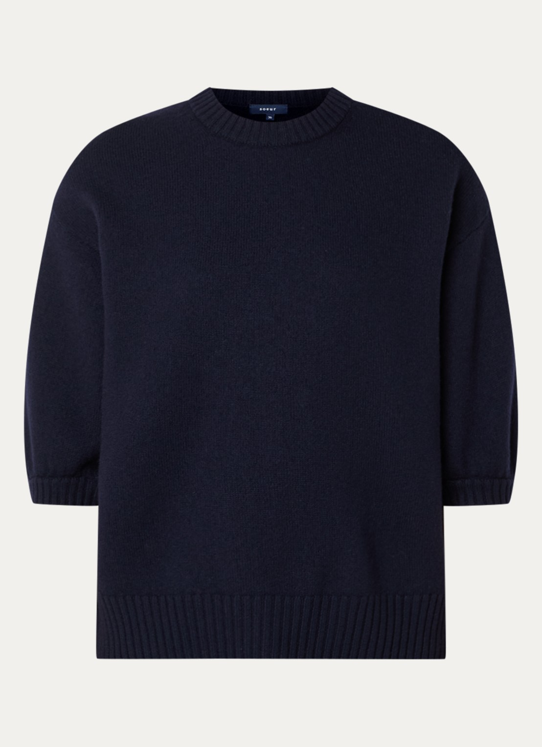 Soeur Lise fijngebreide trui in merino wolblend - voorkant 3 donkerblauw