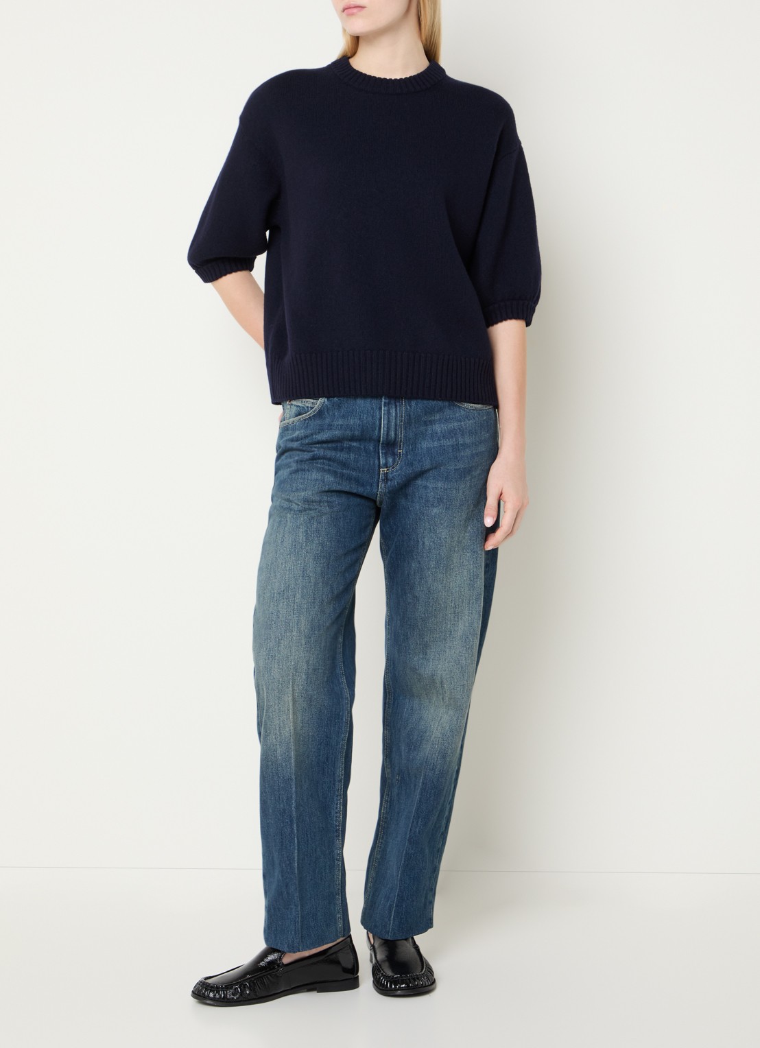 Soeur Lise fijngebreide trui in merino wolblend - voorkant 4 donkerblauw