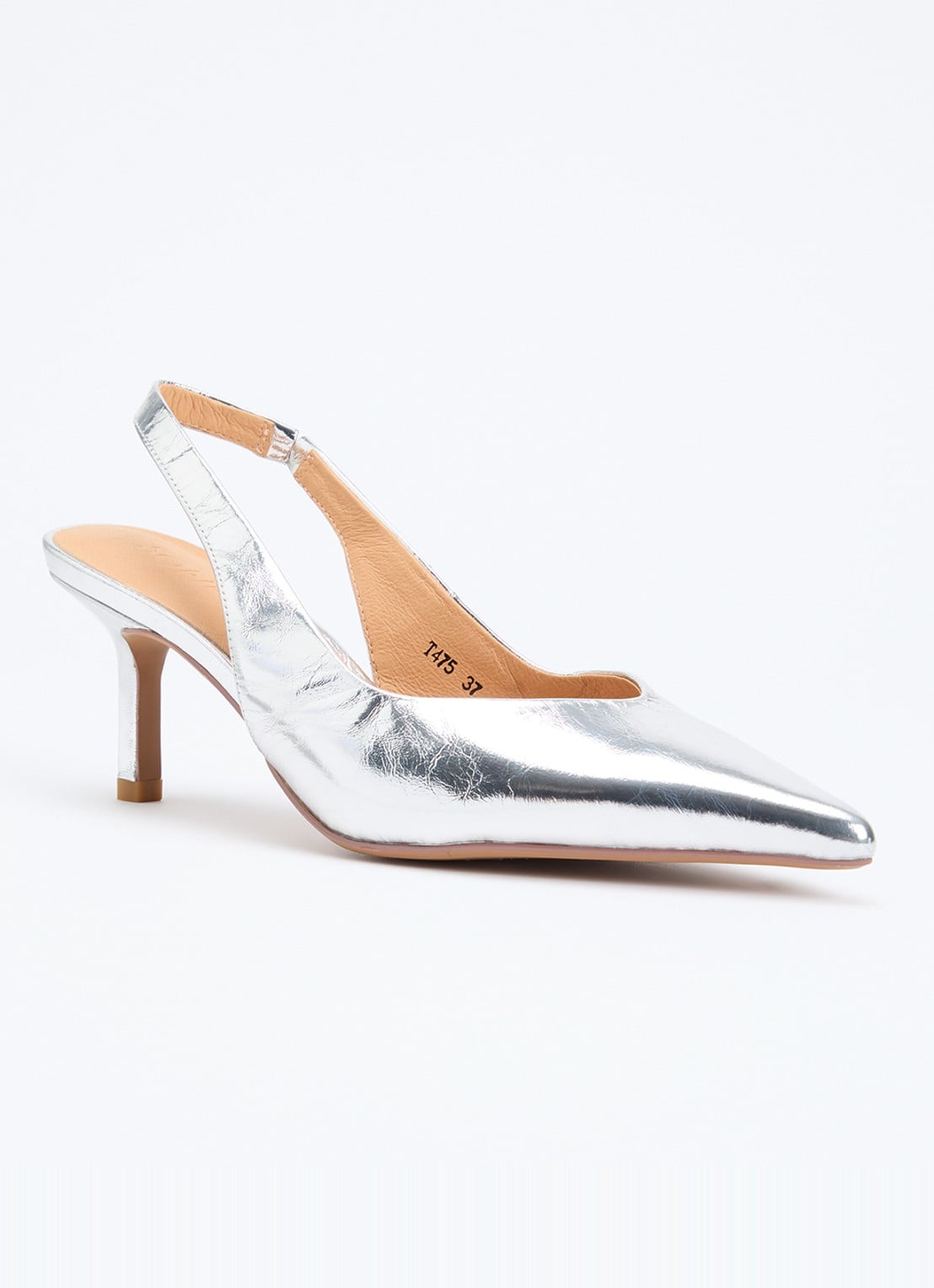 Sofie Schnoor Adelesw slingback van leer met metallic finish - voorkant 2 zilver
