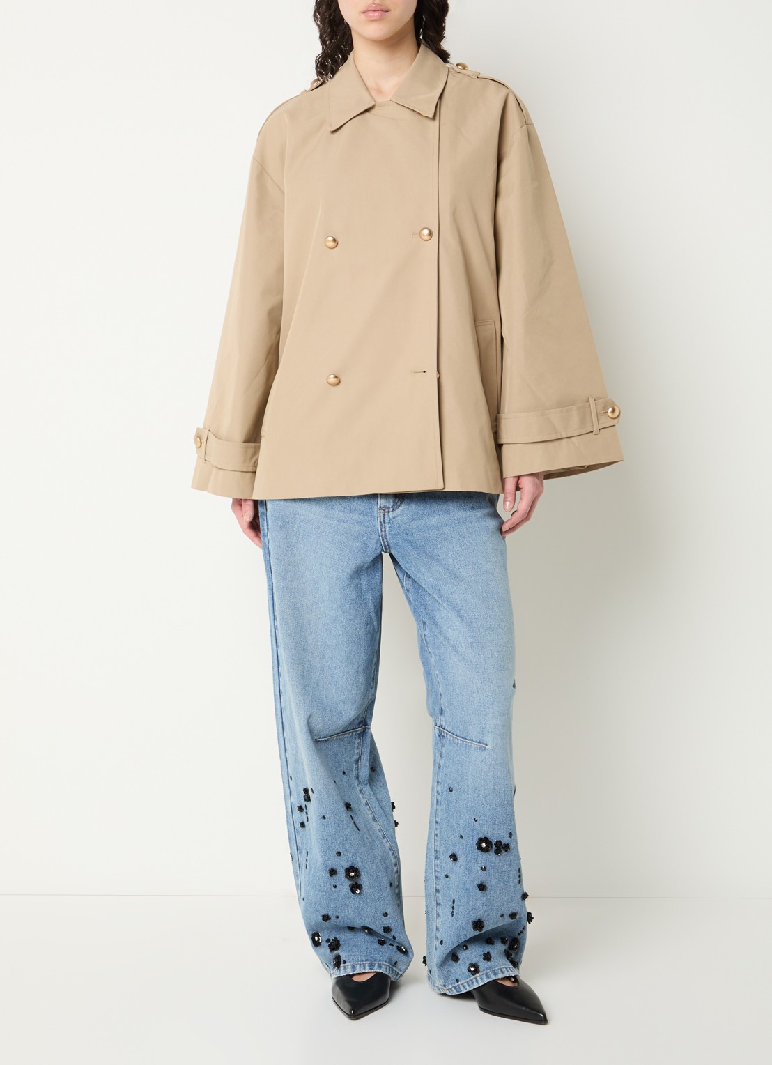 Sofie Schnoor Adria double-breasted trench coat - voorkant 4 camel