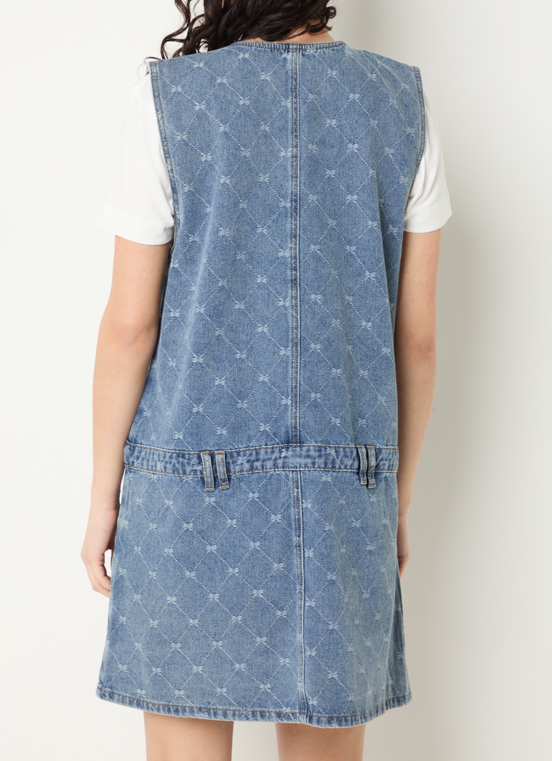 Sofie Schnoor Albertine mini denim jurk met ruitdessin - achterkant 3 indigo