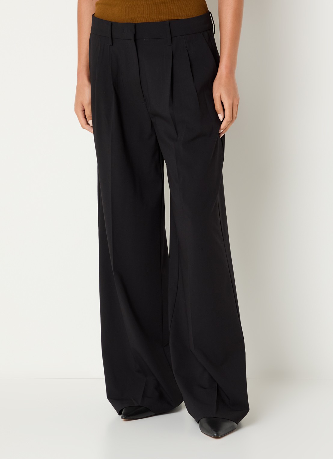 Sofie Schnoor Alessandra high waist wide leg pantalon met steekzakken - detail zwart