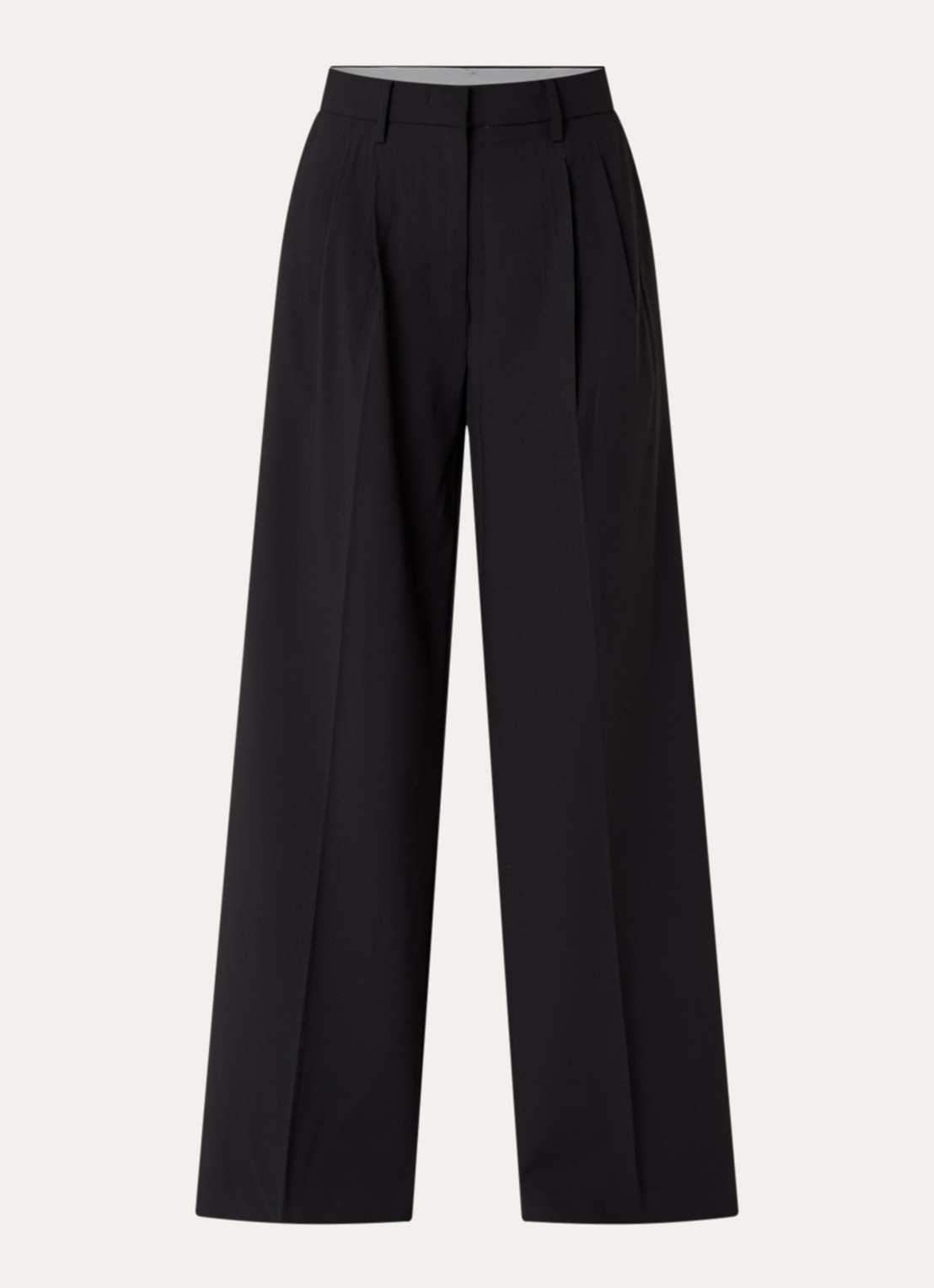 Sofie Schnoor Alessandra high waist wide leg pantalon met steekzakken - voorkant 3 zwart