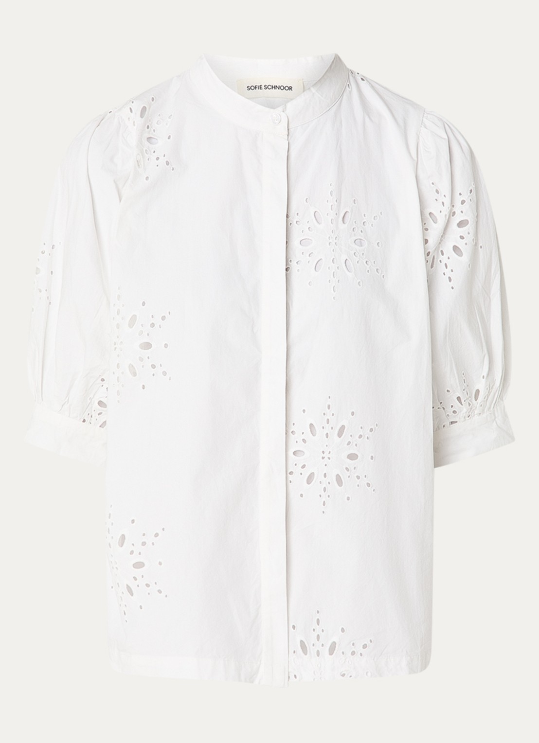 Sofie Schnoor Alessiasw blouse met broderie - voorkant 3 gebroken wit