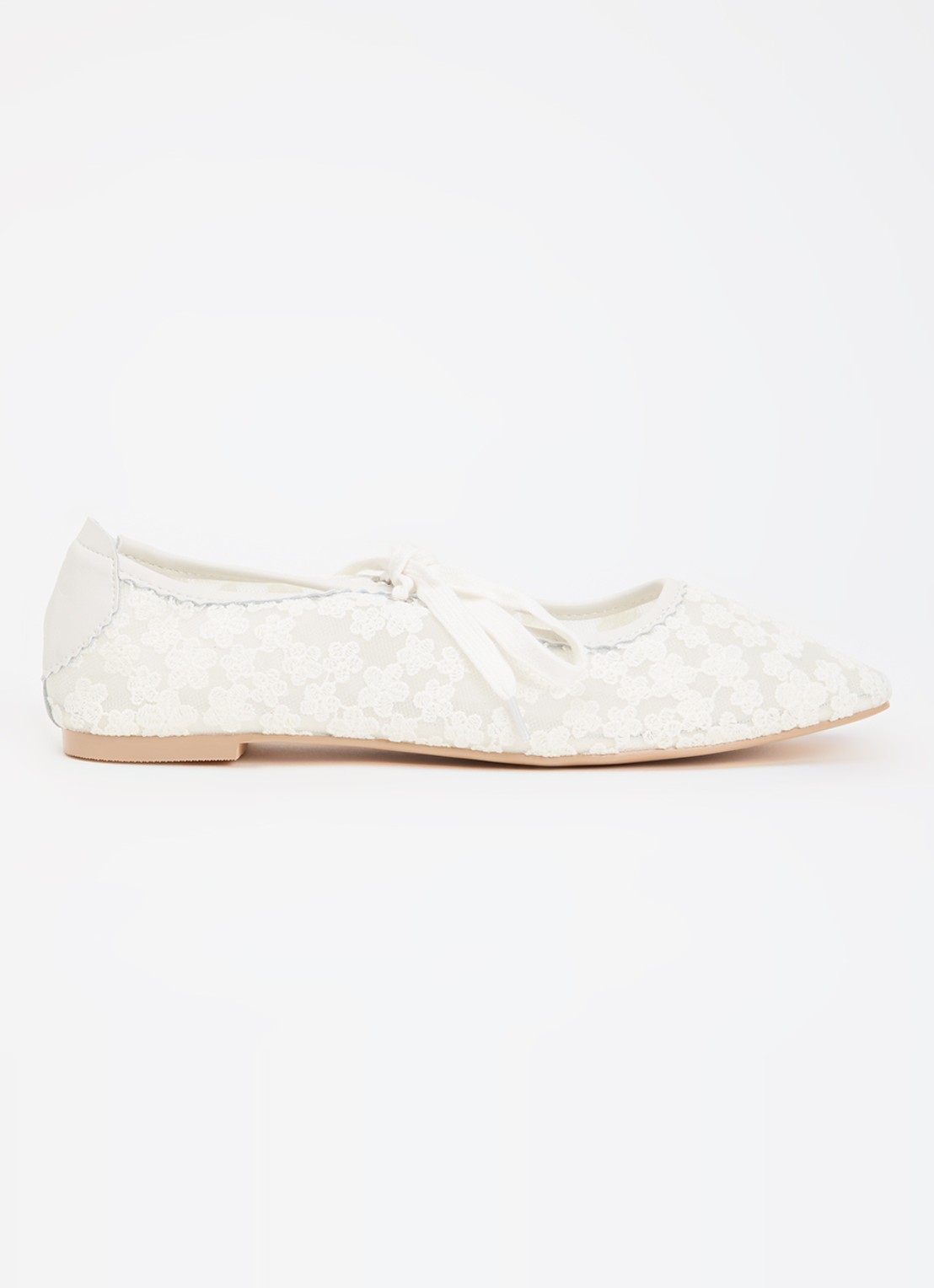 Sofie Schnoor Ballerina met leren details - voorkant gebroken wit