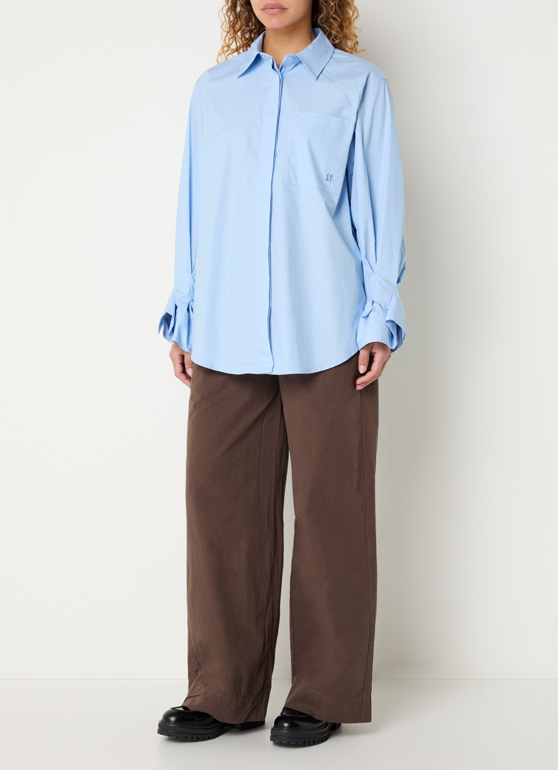 Sofie Schnoor Blouse met borstzak  - voorkant 3 staalblauw