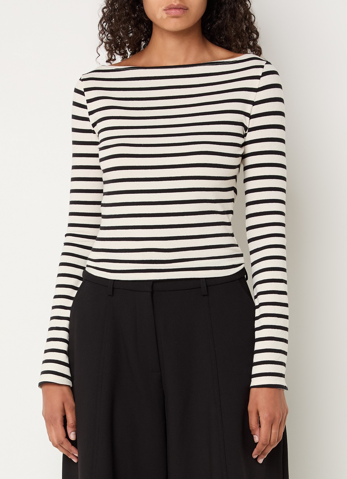 Sofie Schnoor Cece top met boothals en streepprint - detail 3 creme