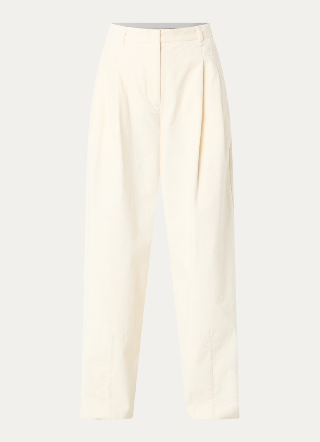 Sofie Schnoor Corlie high waist loose fit broek van corduroy - voorkant 2 gebroken wit