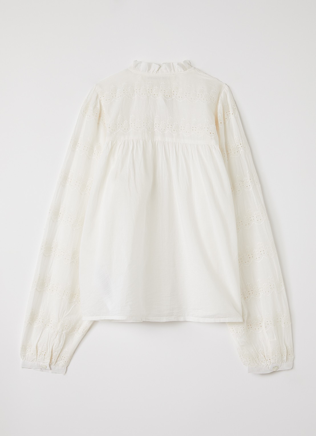 Sofie Schnoor Dagmar blouse met broderie - voorkant 2 gebroken wit