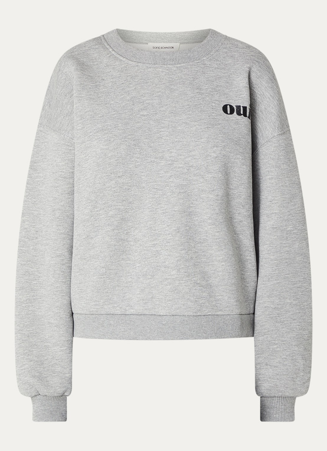 Sofie Schnoor Eli sweater met front- en backprint - voorkant grijsmele