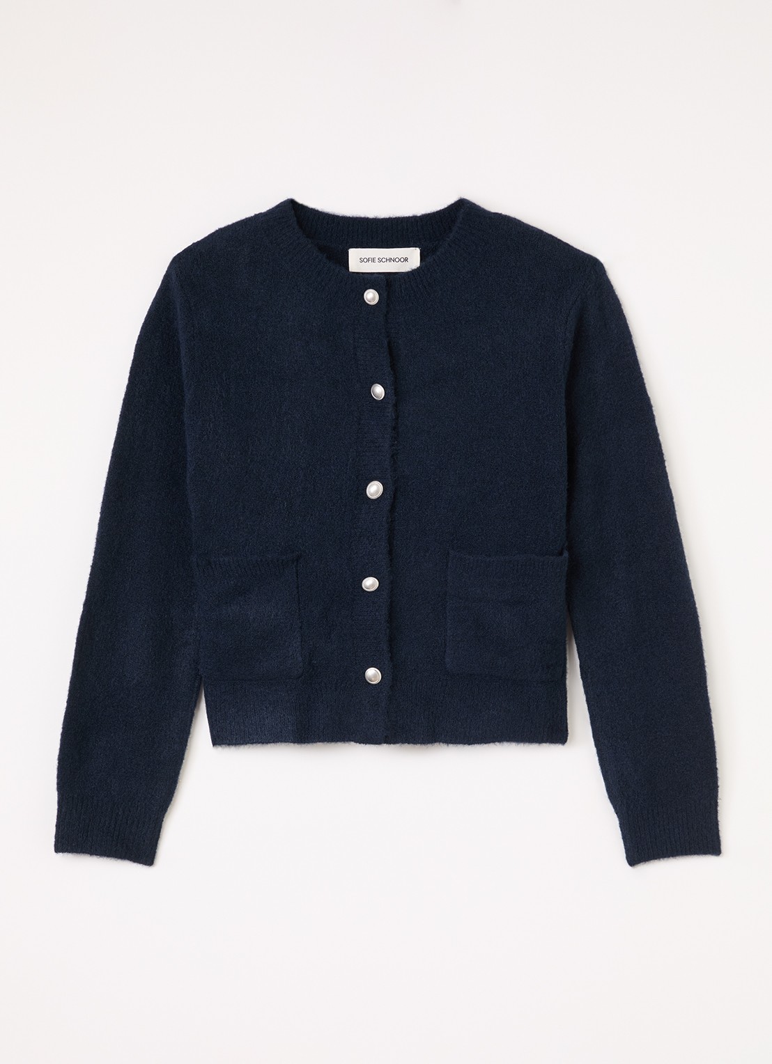 Sofie Schnoor Elica fijngebreid vest in wolblend - voorkant 2 donkerblauw