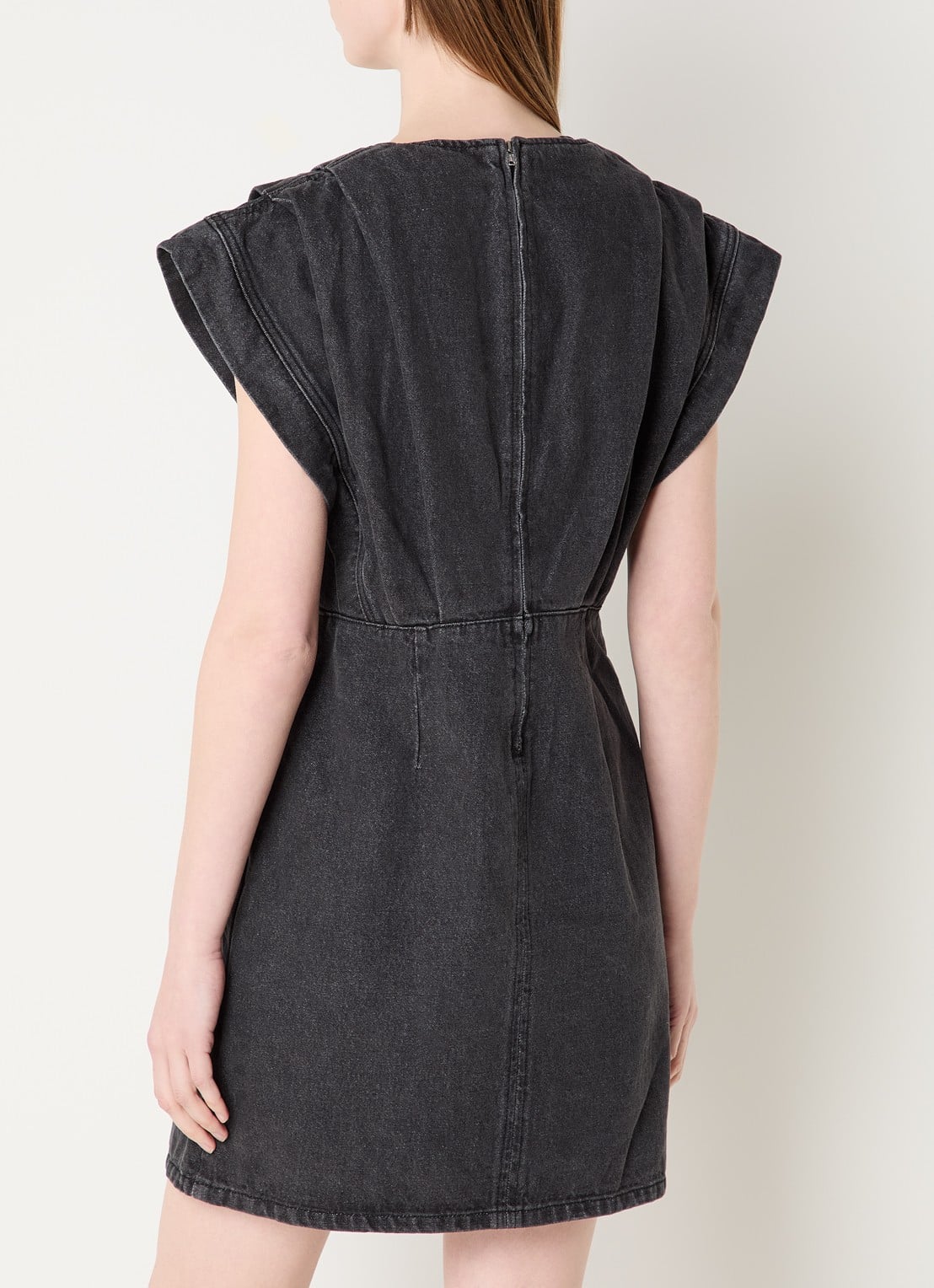 Sofie Schnoor Enya mini tuniekjurk van denim  - achterkant antraciet