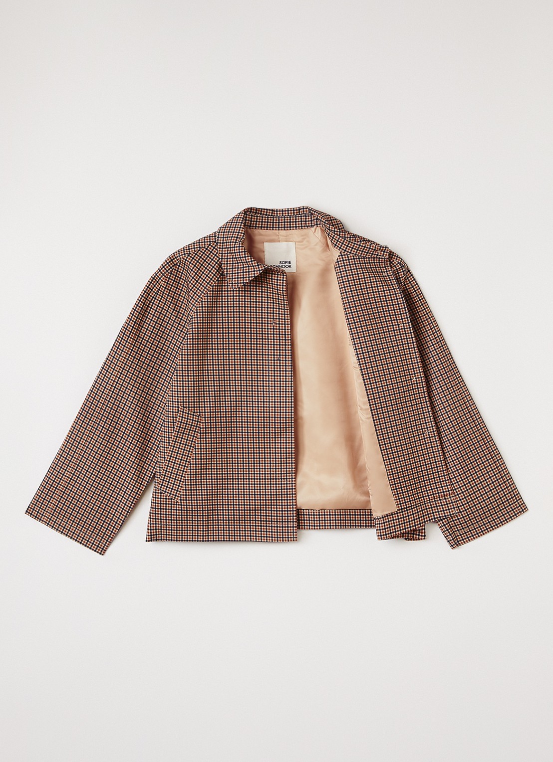 Sofie Schnoor Filine jack met ruitdessin en kraag - voorkant 2 beige