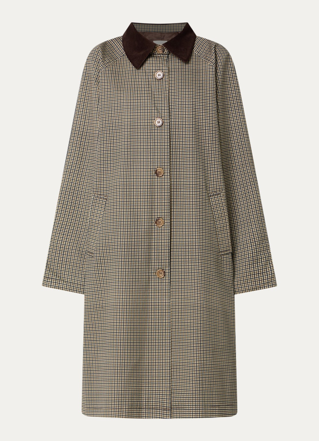 Sofie Schnoor Fillie trenchcoat met pied-de-poule dessin en steekzakken - voorkant 2 mosgroen