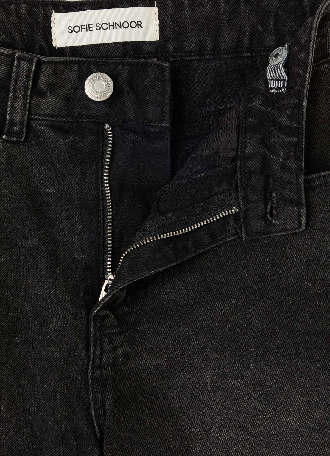 Sofie Schnoor Gabrielle wide fit korte broek van denim - detail 3 zwart