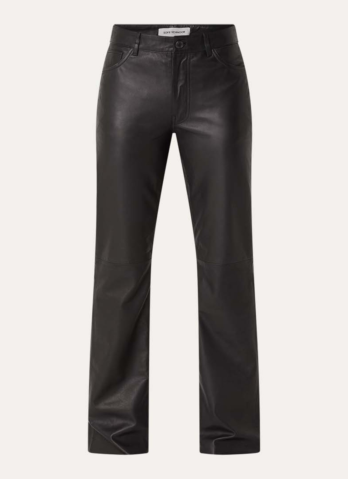 Sofie Schnoor Gatti high waist flared fit broek van imitatieleer - voorkant zwart