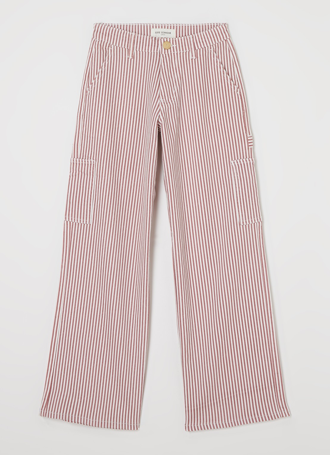 Sofie Schnoor Gitte loose fit cargobroek met streepprint - voorkant rood