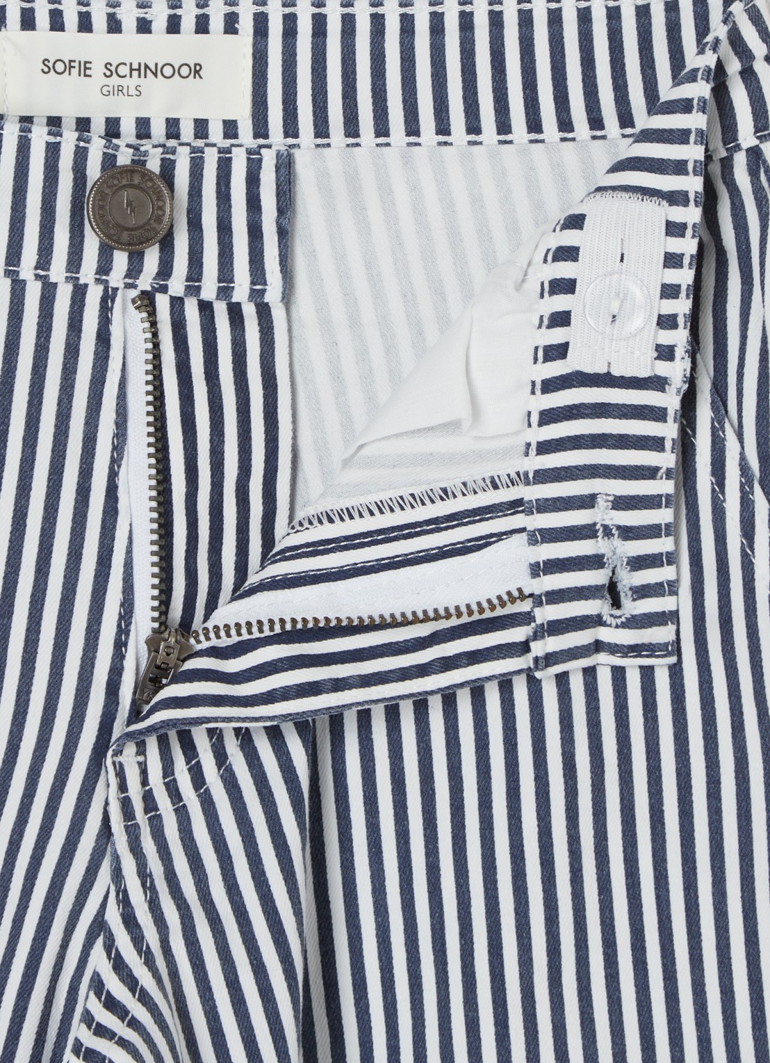 Sofie Schnoor Gitte loose fit cargobroek met streepprint - detail blauw