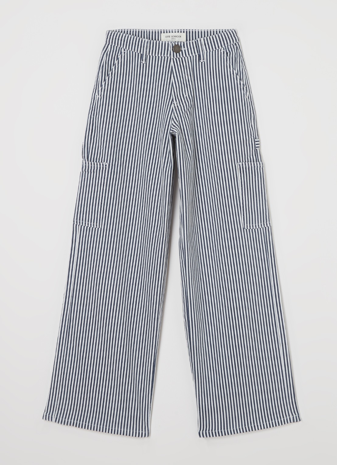 Sofie Schnoor Gitte loose fit cargobroek met streepprint - voorkant 2 blauw